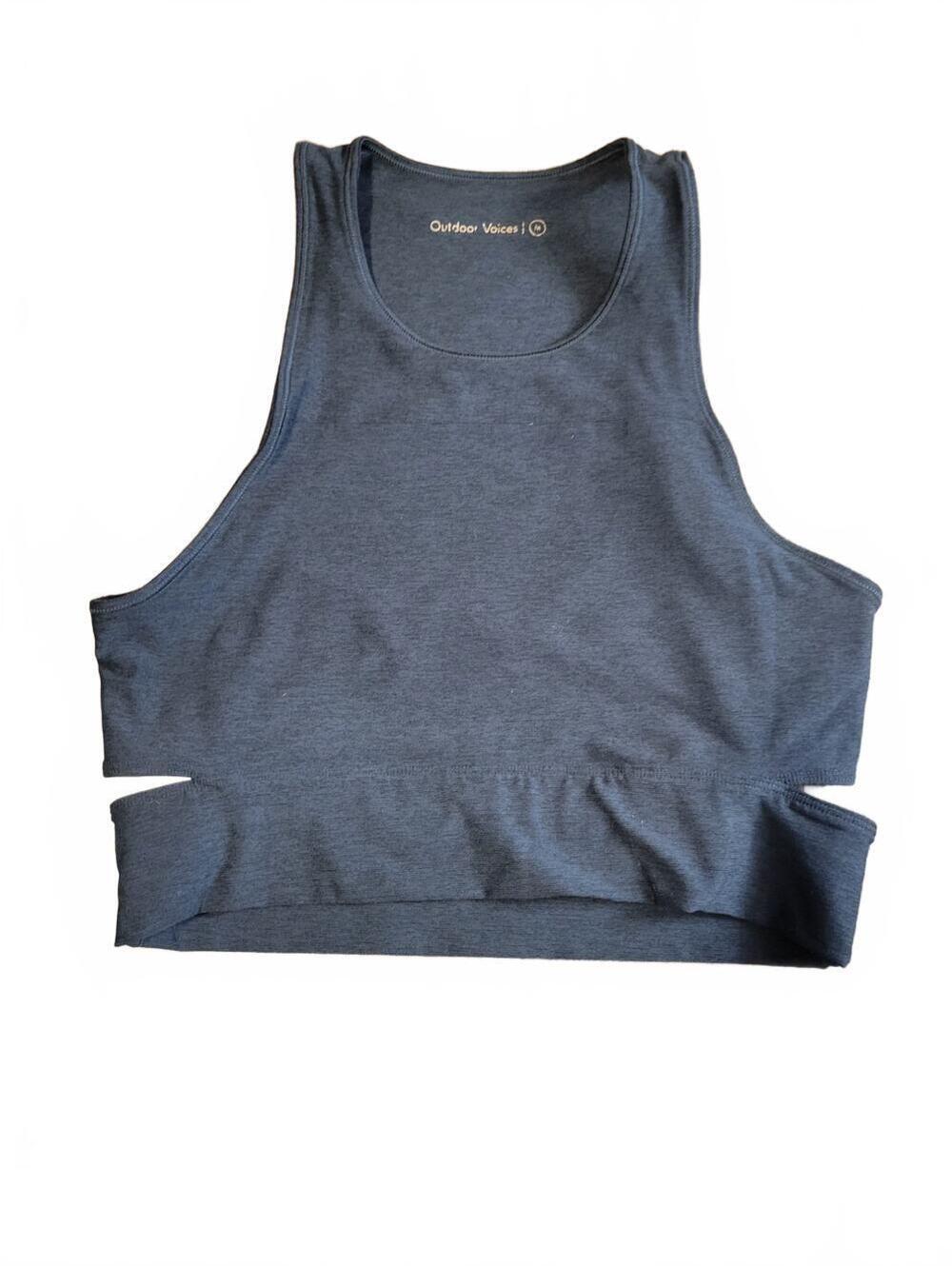 Outdoor Voices Slashback Crop Top Sports Bra Charcoal Gray High Neck Size M